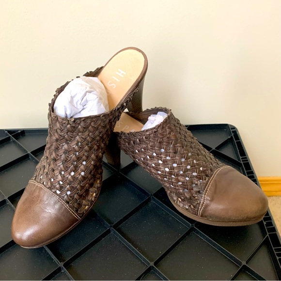 NWOT - Hispanitas High Heal Leather Mule, Sz EU 39, brown - Picture 1 of 4